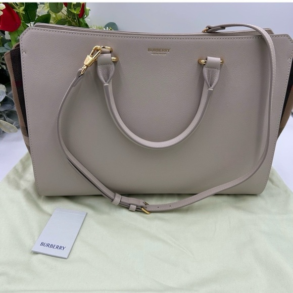 Burberry Handbags - Women's Burberry large banwell canvas and leather satchel/shoulder bag NWT